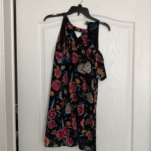 Iily rose dress. Off shoulder with halter around neck. Flowy.